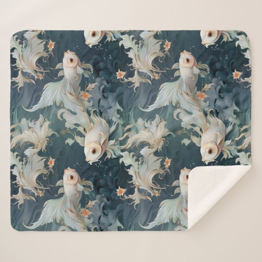 Betta Fish Blue White Sherpadecke (Vorderseite (Horizontal))