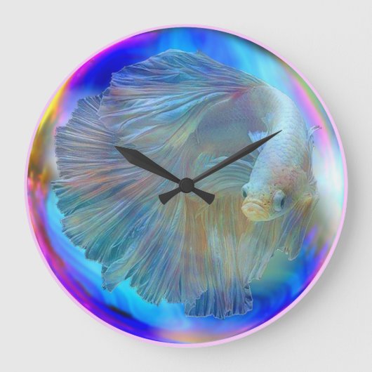 Betta Fish Bowl Wall Clock Große Wanduhr (Vorderseite)