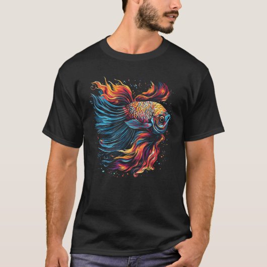 Betta Fish Cool Abstract Colorful T-Shirt (Vorderseite)