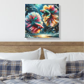 Betta Fish Dance im Tiefen Blauen Ozean Blasen Leinwanddruck (Insitu (Schlafzimmer))