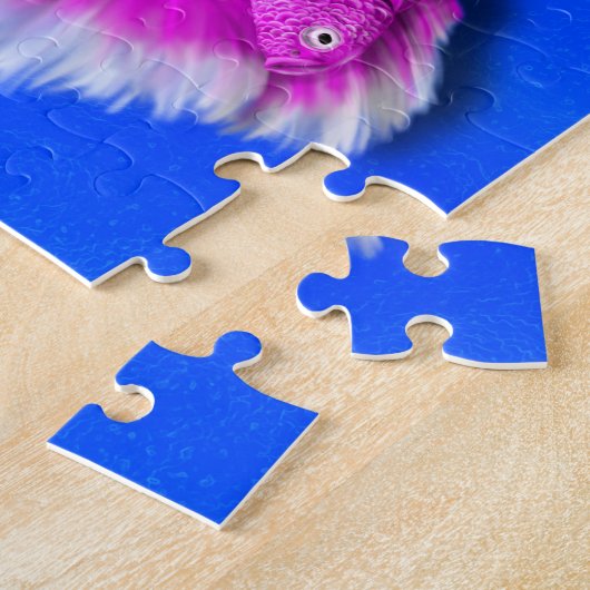 Betta Fish Duo, schwarz & aquamarin, weiß und rosa Puzzle (Seite)