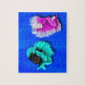 Betta Fish Duo, schwarz & aquamarin, weiß und rosa Puzzle (Vertikal)