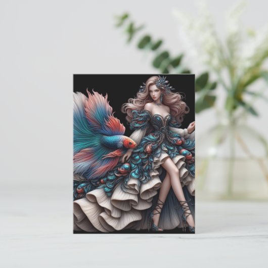 Betta Fish Fashion Postkarte (Stehend Vorderseite)