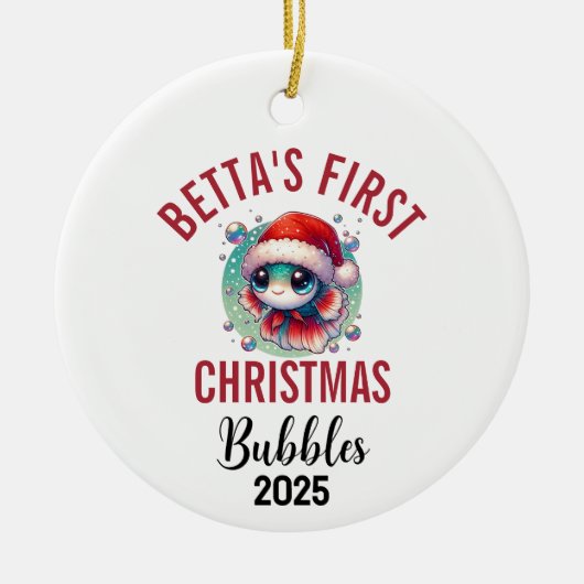 Betta Fish First Christmas 2025 Ceramic Ornament (Vorne)