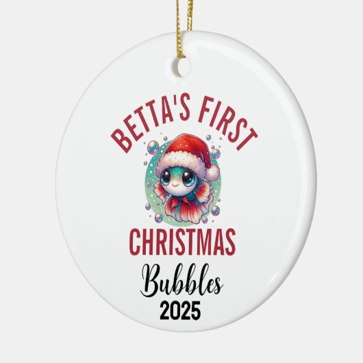 Betta Fish First Christmas 2025 Ceramic Ornament (Links)