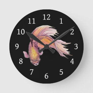 Betta Fish Round Clock Runde Wanduhr