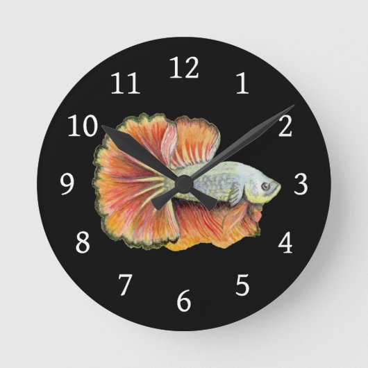 Betta Fish Round Clock Runde Wanduhr (Vorderseite)