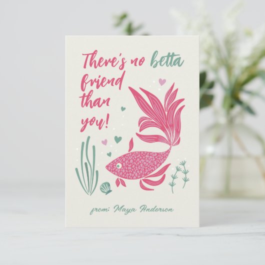 Betta Fish Valentine's Day Card (Stehend Vorderseite)