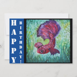 Betta fish watercolor contemporany art einladung