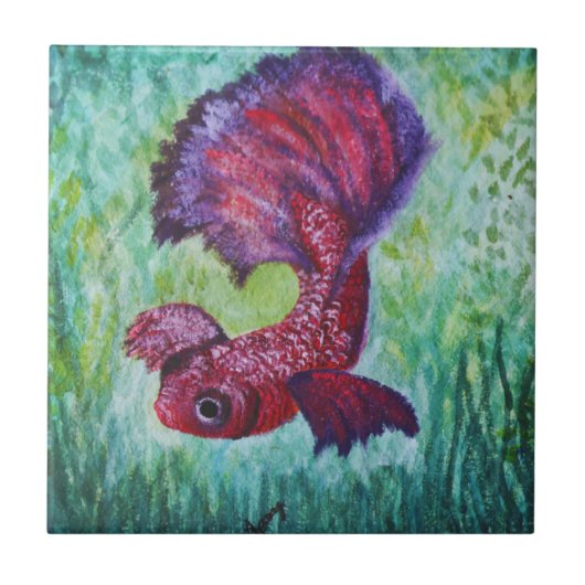 Betta fish watercolor contemporany art fliese (Vorderseite)