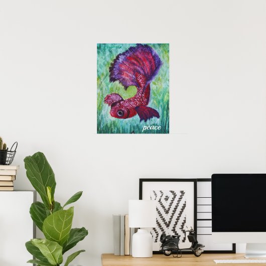 Betta fish watercolor contemporany art poster (Heimbüro)