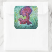 Betta fish watercolor contemporany art quadratischer aufkleber (Tasche)