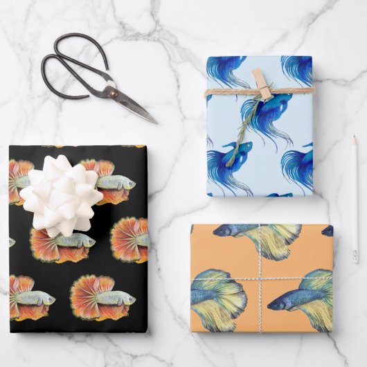 Betta Fish Wrapping Paper Sheets Geschenkpapier Set (Vorderseite)