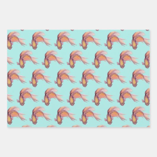Betta Fish Wrapping Paper Sheets Geschenkpapier Set (Vorderseite)