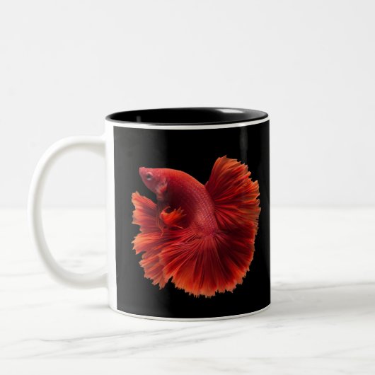 Betta Red Siamese Fish Zweifarbige Tasse (Links)