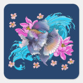 Betta Siamese Fighting Fish Quadratischer Aufkleber (Vorderseite)