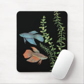 Betta splendens und Rotala indica Schwarz Mousepad (Mit Mouse)