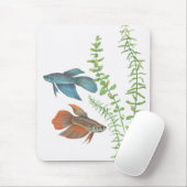 Betta splendens und Rotala Indica Weiß Mousepad (Mit Mouse)