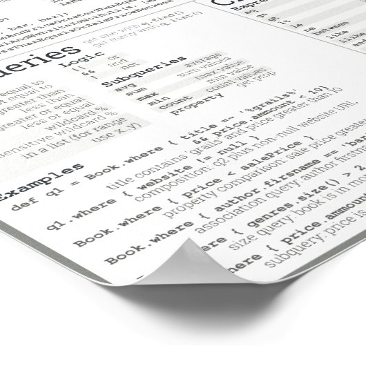 Bettdecke für Grails - Graustufenthema Poster (Ecke)