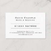 Betten & Betten mit Foto des Inhabers Visitenkarte (Rückseite)