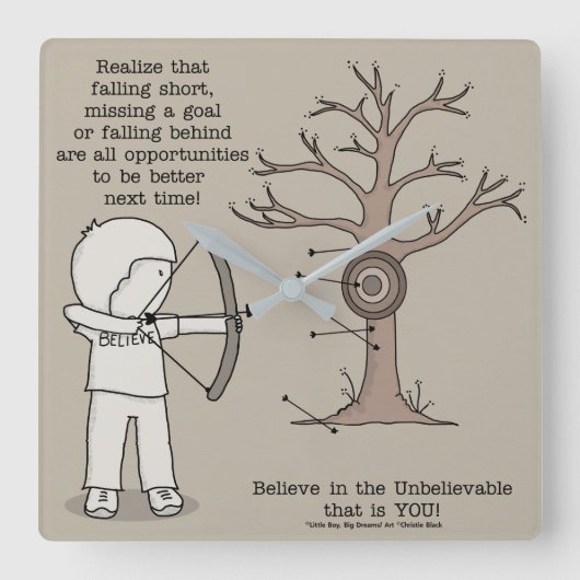 Better Next Time Quadratische Wanduhr (Vorderseite)