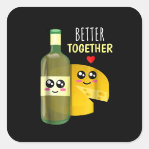 Better Toger - Niedlicher Wein und Käsepuffer Quadratischer Aufkleber