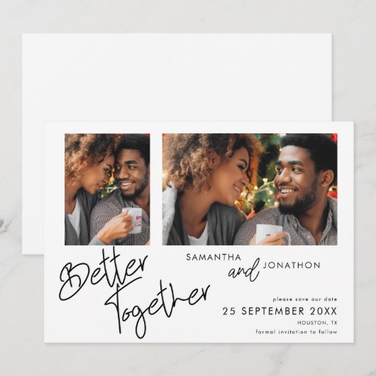 Better Together 2 Foto Script White Save the Date (Vorne/Hinten)
