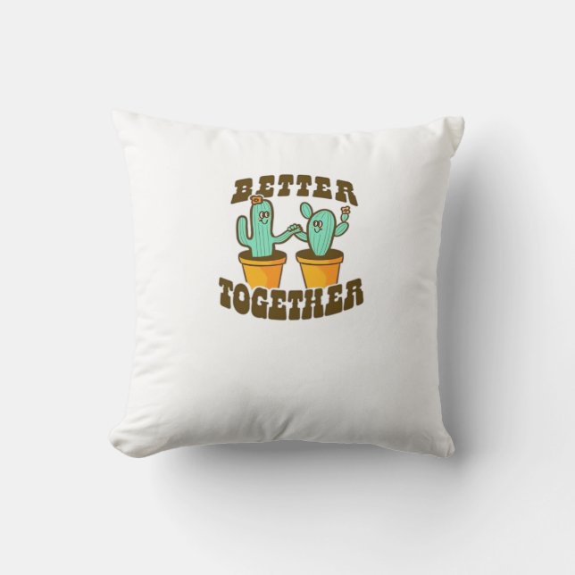 Better Together Cactuses Whimsical Style  Kissen (Vorderseite)