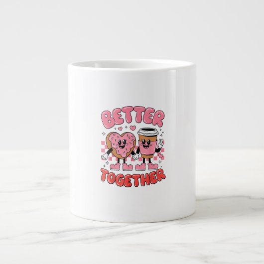 Better Together Coffee Donut Retro Groovy Style  Jumbo-Tasse (Vorderseite)
