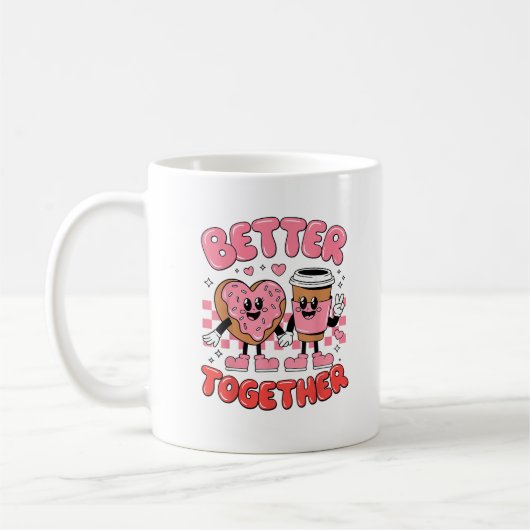 Better Together Coffee Donut Retro Groovy Style  Kaffeetasse (Links)