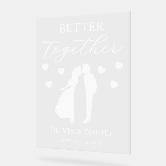 Better Together Custom Wedding Welcome Acrylschild (Winkel)