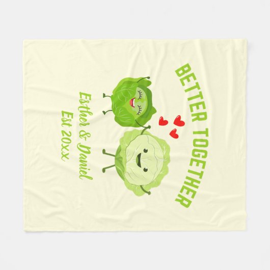 BETTER TOGETHER Cute Cabbage Valentine Couples Fleecedecke (Vorderseite (Horizontal))