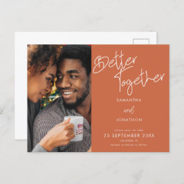 Better Together Foto Terracotta Save the Date Ankündigungspostkarte