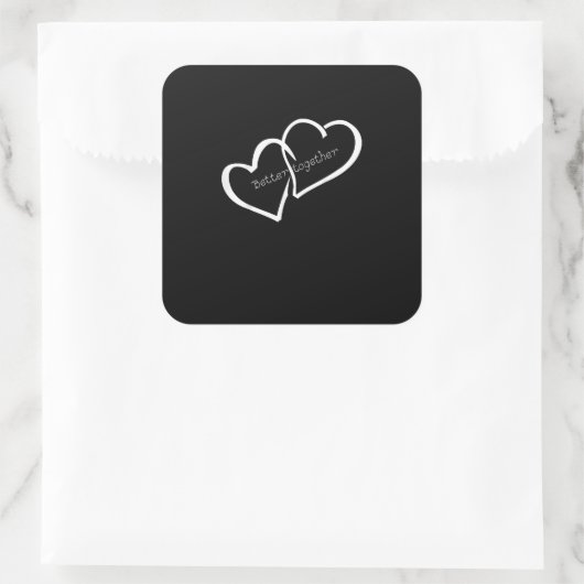 Better Together Long Distance Relationship Modern  Quadratischer Aufkleber (Tasche)
