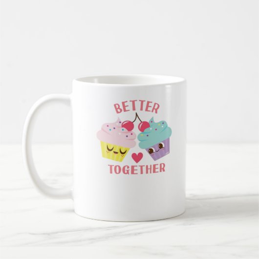 Better Together Love Heartfelt Design  Kaffeetasse (Links)