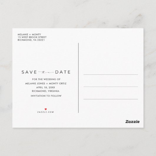 Better Together Photo Wedding Save the Date Postkarte (Rückseite)