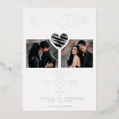 Better Together Quote Black Silver Heart 2 Photos Folieneinladung (Vorderseite)