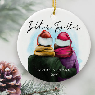 Better Together Skript Wasserfarbe Paar und Namen Keramik Ornament