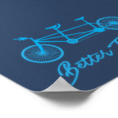 Better Together Tandem Bike Blue Poster (Ecke)