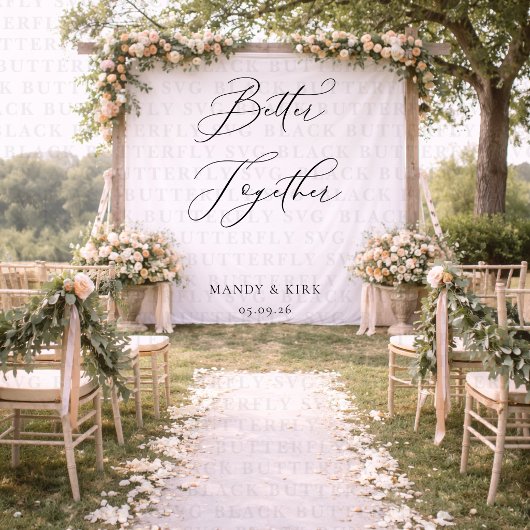 Better Together Wedding Backdrop Banner Minimalist Wandteppich