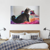 Bettkatze Stretched Canvas Print Leinwanddruck (Insitu (Schlafzimmer))