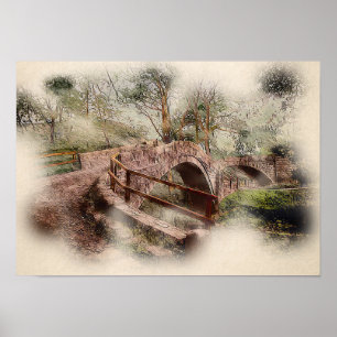 Bettlerbrücke Glaisdale - Atmosphärisches Yorkshir Poster