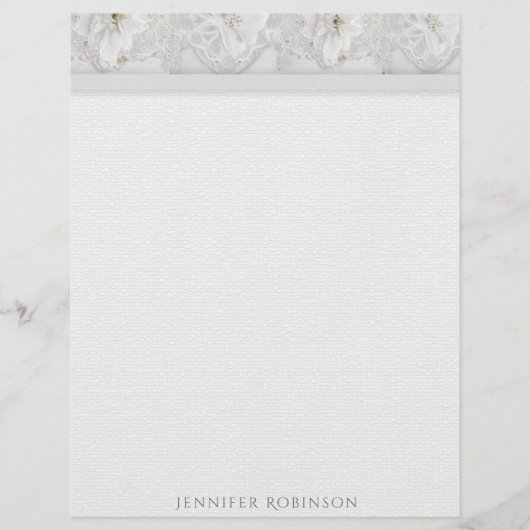 Bettwäsche, Spitzen und Blume Stationierung Briefbogen (Vorderseite)