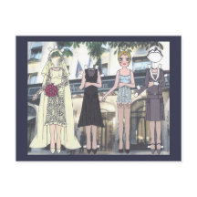 Betty, Art Deco Bride von 1928 Paper Doll Postcard