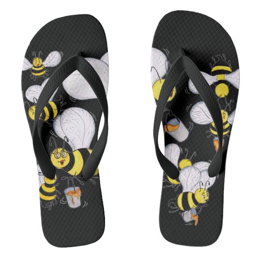 'Betty Bee' Black Flip Flops Badesandalen (Fußbett)