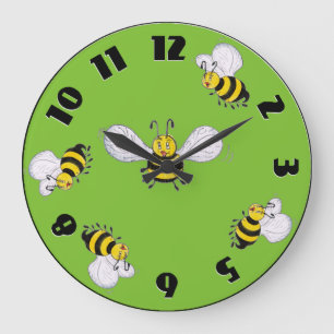 Betty Bees and Busy Bees Green Round Wall Clock Große Wanduhr