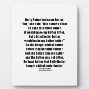 Betty Botter Better Butter (Tongue Twister) Fotoplatte