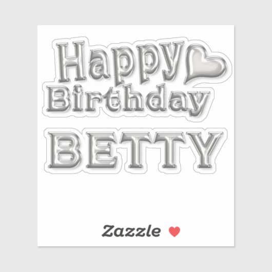 Betty Happy Birthday silver Aufkleber Sticker (Blatt)