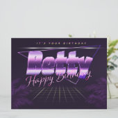 Betty Name Vorname lila retro Karte Geburtstag (Stehend Vorderseite)
