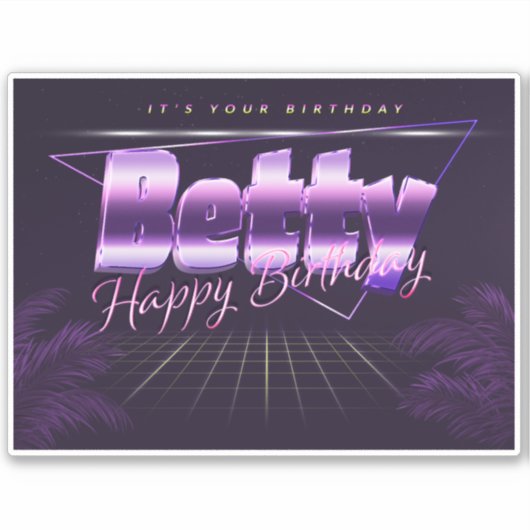 Betty Name Vorname lila retro Sticker Geburtstag (Vorderseite)